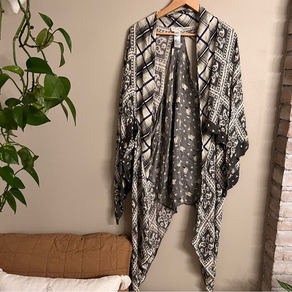 FREE PEOPLE American Pie Kimono One Size. Boho Americana Little Bird Mixed Print - Picture 2 of 6